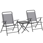 Outsunny Conjunto 3 piezas de terraza con mesa cristal y sillas plegables por 55.99€
