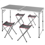 Aktive Mesa plegable 120x60 cm regulable aluminio con 4 taburetes por 35,96€