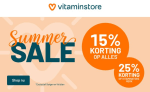 25% korting op Vitaminstore merk, 15% korting op bijna alle andere merken
