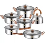 Juego De Ollas Batería 12 Piezas Acero Inoxidable por $24.990