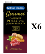 Pack 6 x 1L de Caldo Gourmet de Pollo con Jamón Enrique Tomás 100% Natural a 9€