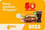 Whopper Medium Menu por 6,95€