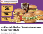 x Klassiek Medium Voordeelmenu naar keuze voor €25 bij Mc Donalds