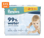 1+1 gratis op Pampers 99% water baby wipes 3-pack bij de AH