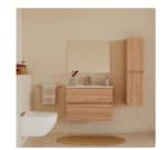 Ensemble meuble sous vasque Nia l. 80 cm ffet noyer + plan vasque blanc à 149€