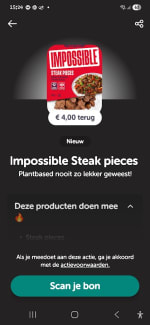 Probeer Impossible Steak Pieces voor €0,49 na cashback via Tikkie