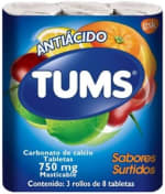 TUMS Antiácido con Carbonato de Calcio 3 Rollos por $31 en Amazon