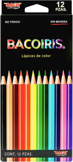 Baco | Bacoiris Lápices de Colores Largos (12 colores) por $25 en Amazon