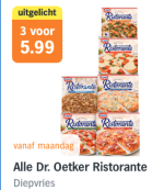 Alle Dr. Oetker Ristorante 3 stuks voor €5,99 bij de AH
