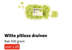 Witte pitloze druiven Bak 500 gram voor €1 bij de Jumbo