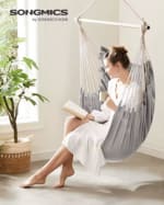 SONGMICS silla colgante grande interiores y exteriores + 2 cojines por 20.79€