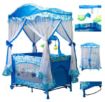 Cuna Corral Mecedor Para Bebé Starkids S12-7 Con Cambiador Azul