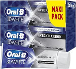 Lot de 2 Dentifrices Oral-B Charbon 3D White à 3,59€