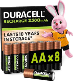 DURACELL Rechargeables Piles AA (lot de 8) 2500 mAh pour 12,93€ chez Amazon