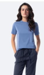 Camiseta manga corta básica en color oceano de Mujer TEX BASIC por 3.99€