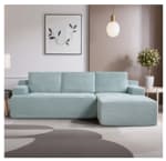 Canapé d'angle compressé droit fixe NESTA 3 places Velours côtelé Aqua à 359,99€