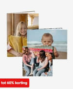 60% korting op 3 basis fotoboeken bij HEMA
