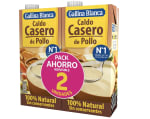 2 Pack Gallina Blanca Caldo casero de pollo 100% natural paquete de 2 briks 1 litro
