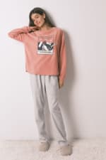Pijama largo polar suave rosa y gris Pingu Women'secret para Mujer por 8.49€