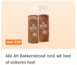 Bakkersbrood (wit & volkoren) voor €0,99 bij Albert Heijn