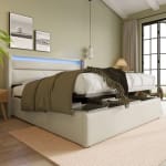 Cama contenedor hidráulica doble tapizada somier 140x200 cm por 209.99€