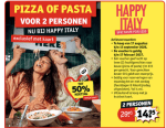 Happy Italy: pizza of pasta voor 2 personen voor €14,95 bij Kruidvat