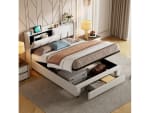 Cama de 140 x 200 cm, función carga, cajones, espacio almacenamiento, LED por 207.20€