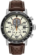 Citizen Eco-Drive Chronograph Brycen Brown Leather Band 44mm Men's Watch