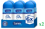 2 Packs de 6x50ml de Sanex Dermo+ Extra Control Desodorante Roll-On por 13.32€