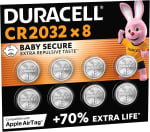DURACELL 2032 Lithium-knoopcelbatterijen (CR2032, 8 stuks) voor €9,99 bij Amazon