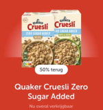 50%. cashback op Quaker Cruesli 400 gram via Tikkie