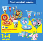 1+4 gratis op Paw patrol en Peppa pig feestartikelen bij de Lidl