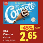 Ola Cornetto classico voor €2,65 met de Lidl Plus app