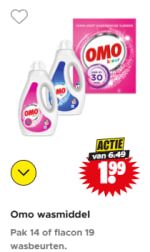 Alle Omo wasmiddel voor €1,99 bij Dirk