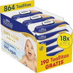 Dodot Toallitas Bebé Pure Aqua, 864 Toallitas (18 Packs x 48 uds) por 29.32€