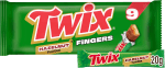 Twix Hazelnut Caramel Milk Chocolate Biscuit Snack Treat Bars, 9 Pack (£1.76 / £1.57