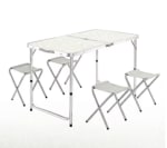 Mesa de Camping Plegable Tipo Maletín y 4 Taburetes Altura Regulable por 20.83€
