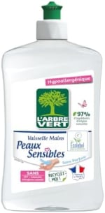 Liquide Vaisselle Mains Ecolabel L’Arbre Vert Peaux Sensibles à 4,92€