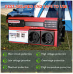 Convertidor inversor corriente 4000 W 12 V‑220 V 4 enchufes por 29.94€