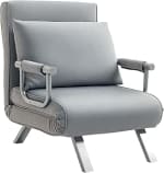HOMCOM Single Chair Bed Click Clack Convertible Bed Settee Light Grey | Modern Faux