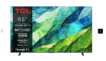 TCL 4K Android Smart QLED Mini-LED TV 85C855 144hz (2024) 85″ voor €1277