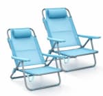 Pack de 2 Sillas de Playa Reclinables Plegables con Reposacabezas por 37.99€