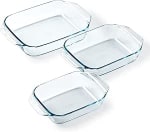 Lot de 3 plats Pyrex 3 Tailles Verre Borosilicate à 23,80€