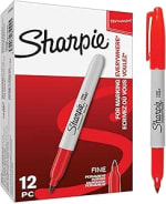 12 rotuladores Sharpie permanentes punta fina color rojo por 6.58€
