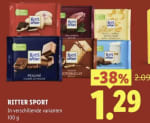 Ritter Sport (100 g) voor €1,29 bij Lidl