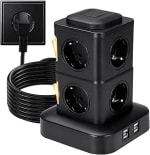 Torre Regleta Enchufes 8 Tomas AC y 4 USB Enchufe Multiple 2500W/10A por 16.99€