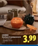 LIVARNO geurkaars in pompoenvorm (12 x 11 cm) voor €3,99 bij Lidl in Belgie