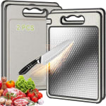 2pcs Tablas de Picar de Acero Inoxidable y PP (36.5 × 25 cm) por $235 en Amazon