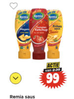 Alle Remia sauzen voor €0,99 bij Dirk
