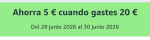 -5€ al comprar 20€ en Alimentación en Amazon.